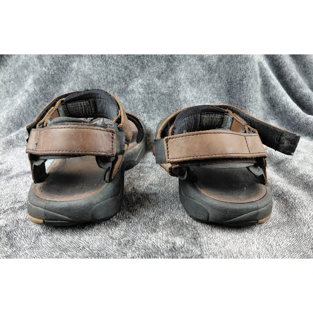 Teva Men's Brown‎ Leather Sport Sandals Hook and Loop Adjustable Size 11